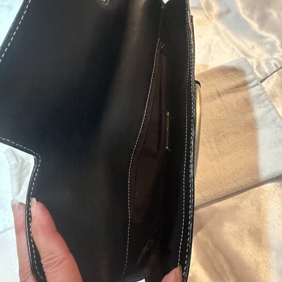 DKNY Black Nappa Leather Clutch Bag w/Brushed Nickel Hardware - Picture 9 of 12